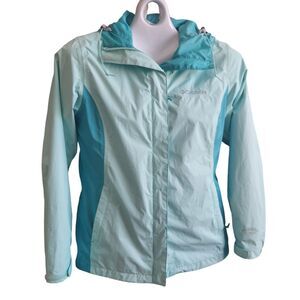 Columbia Women's Arcadia II Rain Jacket XS Teal Blue Omni-Tech Water Proof Hood